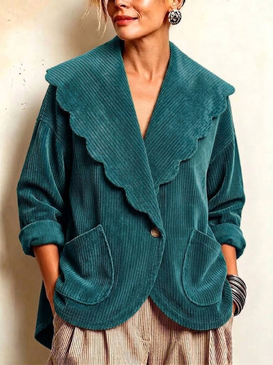 Vintage Scalloped Collar Corduroy Jacket