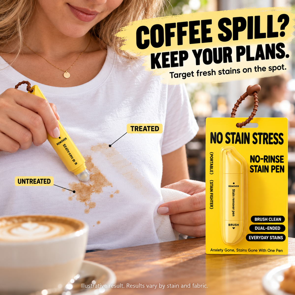 🔥BUY 1 GET 1 FREE Portable Dual-Head Stain Remover Pen✨ Instant No-Rinse Emergency Spot Cleaner for Clothes, Oil & Coffee Stains