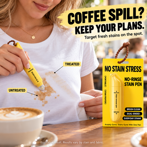 🔥BUY 1 GET 1 FREE Portable Dual-Head Stain Remover Pen✨ Instant No-Rinse Emergency Spot Cleaner for Clothes, Oil & Coffee Stains