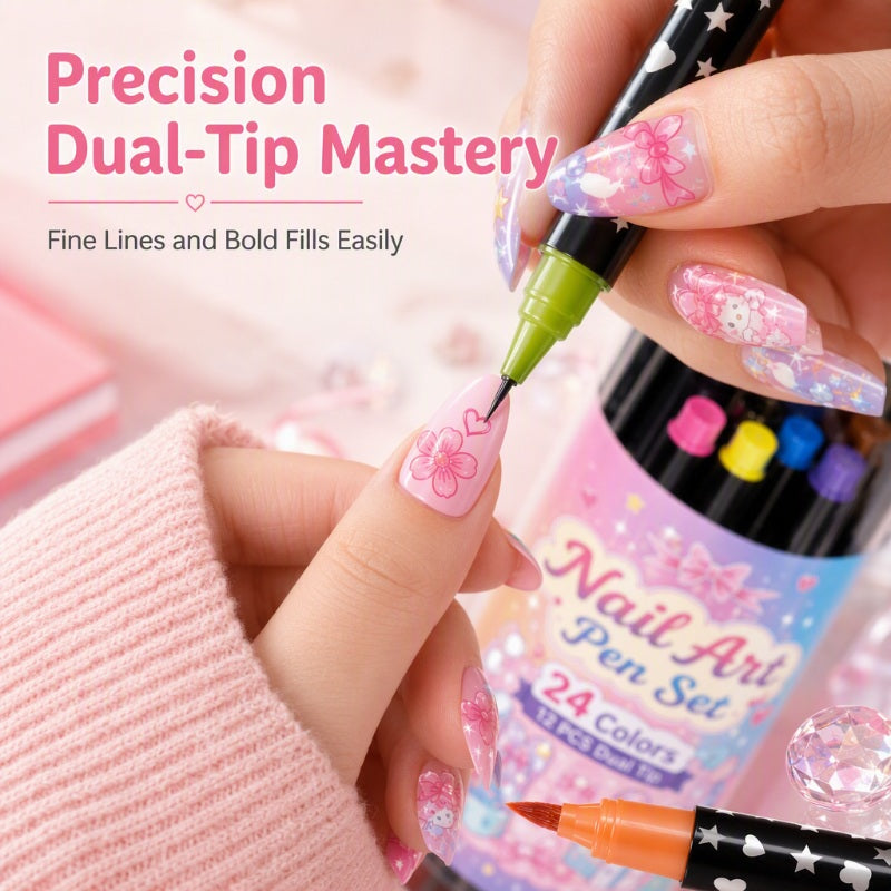💅 LIMITED‑TIME 50% OFF! 💥 24 Colors Dual Ended Nail Art Pens Set ...